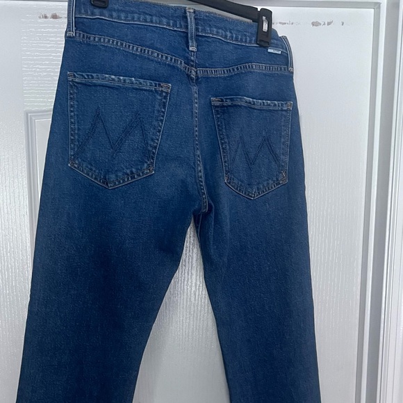 MOTHER Mid Rise Rider Ankle Fray Jeans - Light Blue - Picture 2 of 5